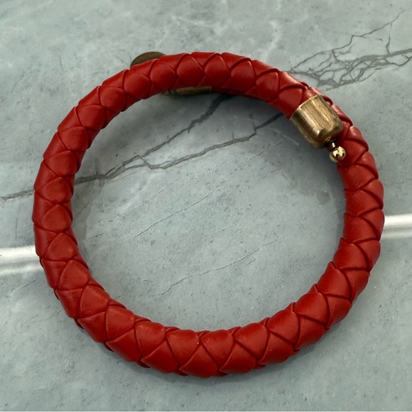 Vintage Sixty-Six Alex And Ani Red Braided Leather Wrap Bracelet - Picture 5 of 7